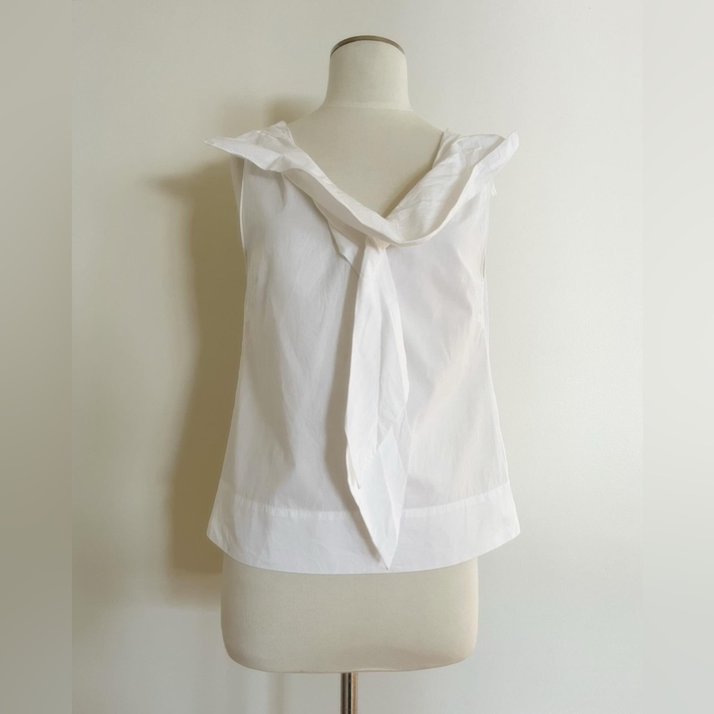 Dries Van Noten White Sleeveless Tie-Neck Top